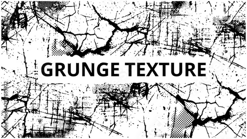 Black and White Grunge Texture Background with Web Crack Line Pattern