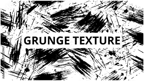 Black and White Grunge Texture Background with Diagonal Brush Pattern