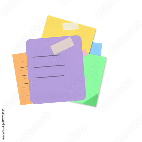 Colorful stacked paper notes with sticky notes
