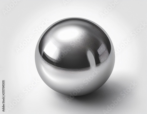 chrome metal ball isolated on white background 3d silver bead steel sphere metallic bearing or glossy grey bubble with shadow