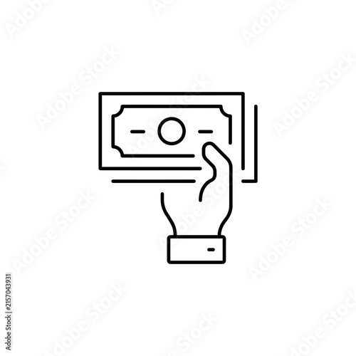 Hand in a formal suit sleeve holding cash representing financial success and business payment with business
