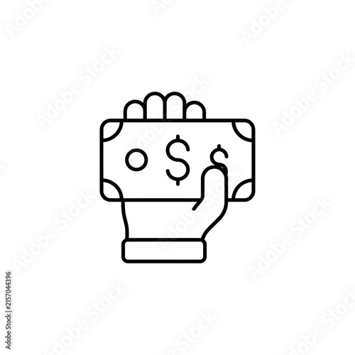 Hand holding paper currency bank note icon with banknote currency business transaction purchase shopping