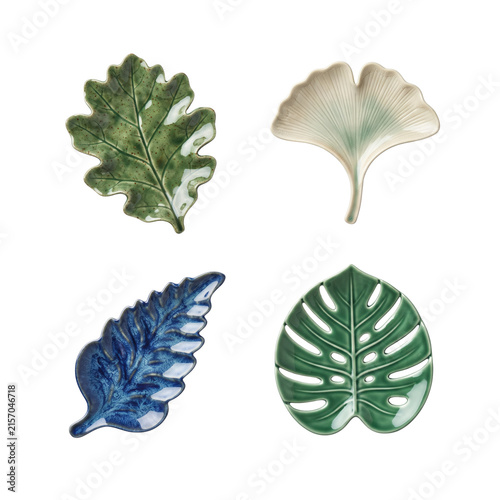 Konstfotografi Ceramic leaf shaped small plates and trinket dishes
