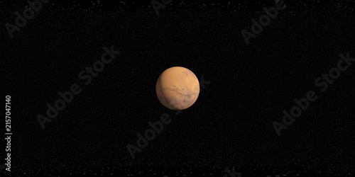 Planet Mars on a starry field 360 space panorama
