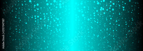 Abstract teal bokeh lights background with glowing particles with dynamic background