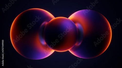 Interlocking abstract spheres creating a vibrant glow on a dark background for futuristic and energy-related designs.