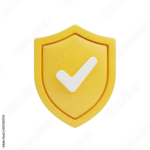 A simple, yellow shield icon with a checkmark inside, symbolizing security and approval.