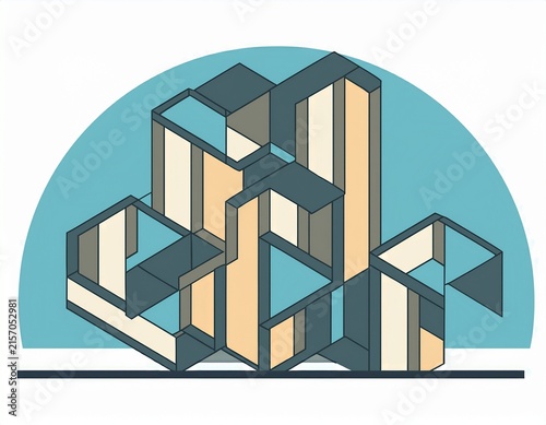 Obraz na płótnie minimal interlocking blocks vector