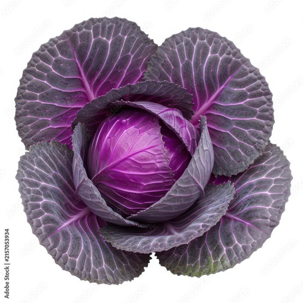 Obraz premium Purple red cabbage close-up isolated on white background