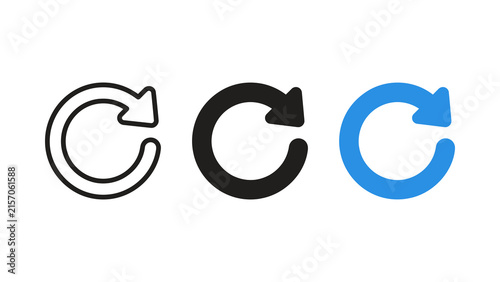 Quadro su tela Set of refresh reload rotate icons in outline, solid, and color styles isolated