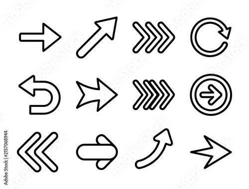 Arrow Icon Set Line Art for UI Navigation and Directions Vector