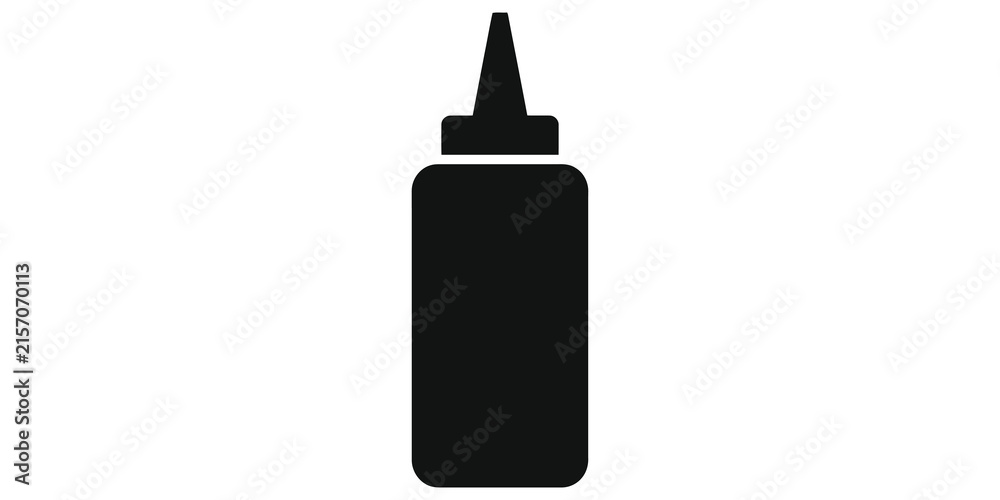 Obraz premium Black condiment bottle silhouette icon isolated on transparent background.