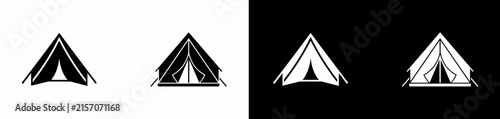 camping tent icons in various styles featuring transparent background for versatile graphic design use