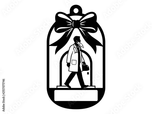 Walking Doctor Silhouette Bow Topped Arch Ornament