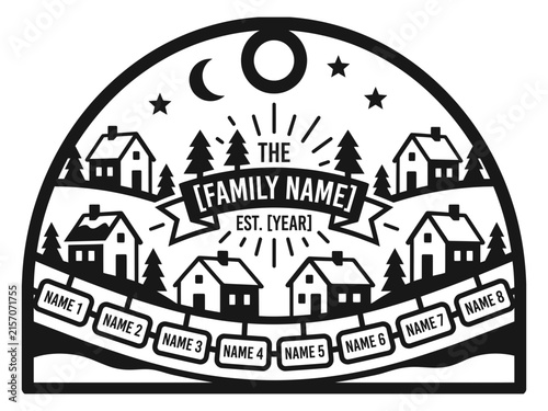 Winter Village Family Surname Arch Christmas Ornament
