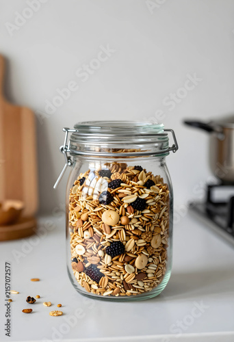 Glass jar filled with healt...