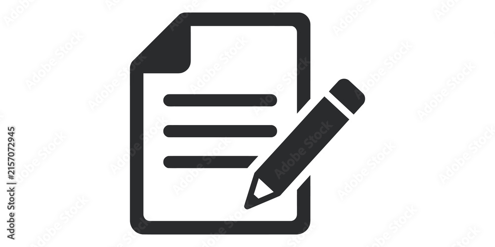 Fototapeta premium Document file with pencil icon featuring grey vector art for edit tasks.