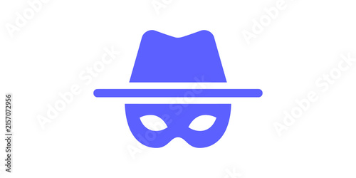 Konstfotografi Incognito mask hat icon featuring blue flat design for security concept