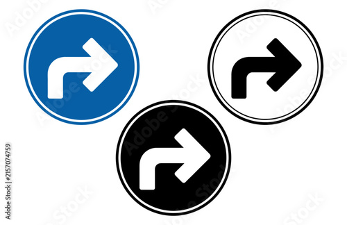 Картината върху платно Turn right traffic sign vector illustration