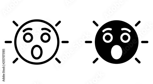 Surprised facial expression emoticon vector illustration