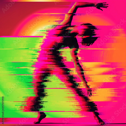 Abstract dancer in vibrant colors with dynamic movement  