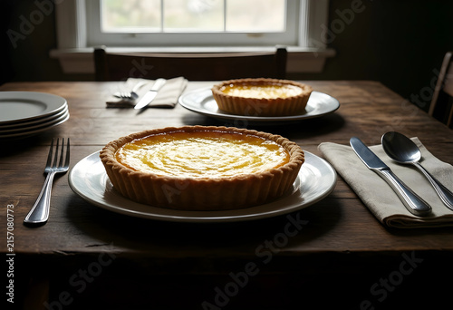 Two homemade lemon tarts on...