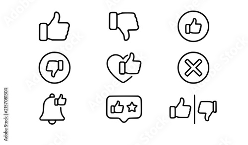 Foto Social Media Like Dislike Thumbs Up Down Reaction Vector Icons