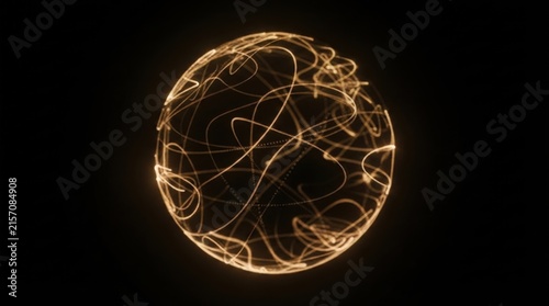 Glowing Plasma Sphere in the Dark with Blue Electric Energy, Futuristic Light, Cosmic Fire and Abstract Fractal Power Illustration