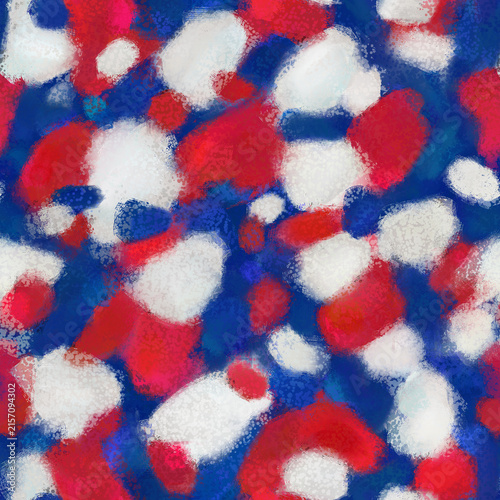 Seamless pattern in the colors of the French flag or the American flag. Endless patriotic design inspired by France or USA, tricolor palette. Festive print for souvenirs, T-shirts, notebooks, banners