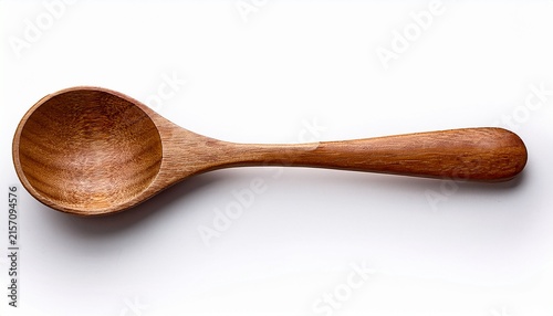 top view of wooden spoon isolated on white