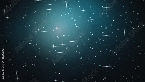Dark teal blue space background, with glowing white, star clusters and, sparkling light effects, in a deep, cosmic nebula atmosphere
