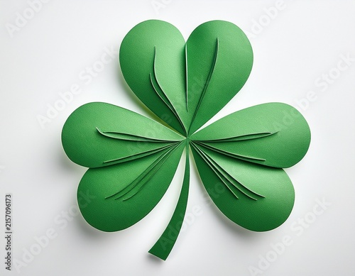 paper cut green shamrock isolated