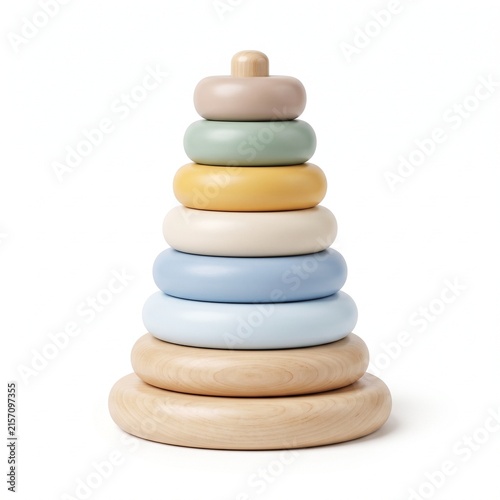 Classic Montessori Wooden Ring Stacking Toy.