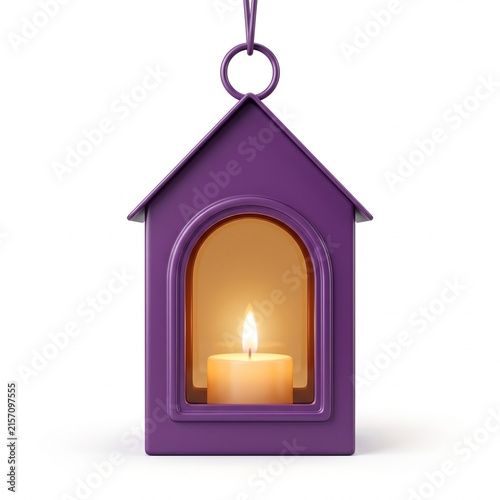 Small Decorative Purple Hanging Lantern Candle Holder.