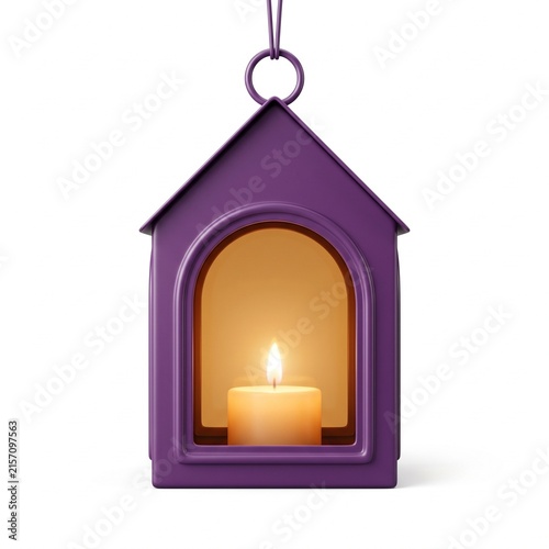 Small Decorative Purple Hanging Lantern Candle Holder.