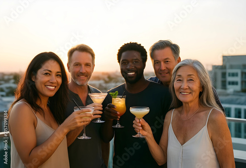 Diverse group of smiling fr...