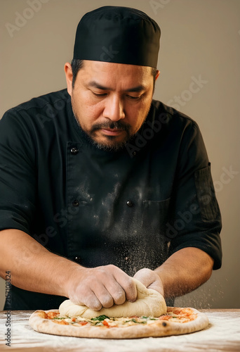 Male chef in black uniform ...