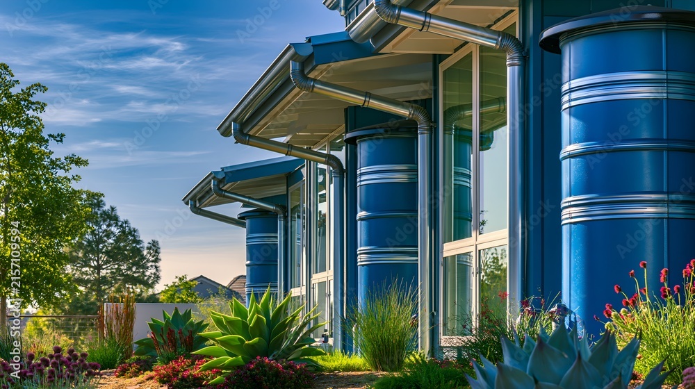Obraz premium Modern rainwater collecting system for sustainable water conservation
