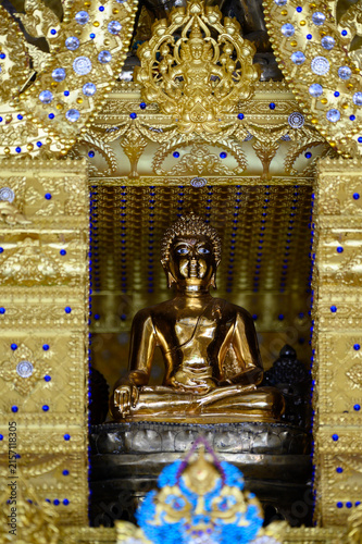 Phuttho Itipiso Bhagava Gold Buddha Statue in Ornate Golden Shrine