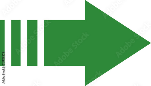 Green Fast Right Arrow with Speed Lines Icon Isolated on White Background