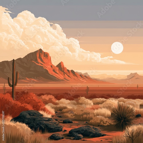 desert in america landscape vector illustration