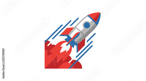 Rocket ship launching into space vector illustration icon