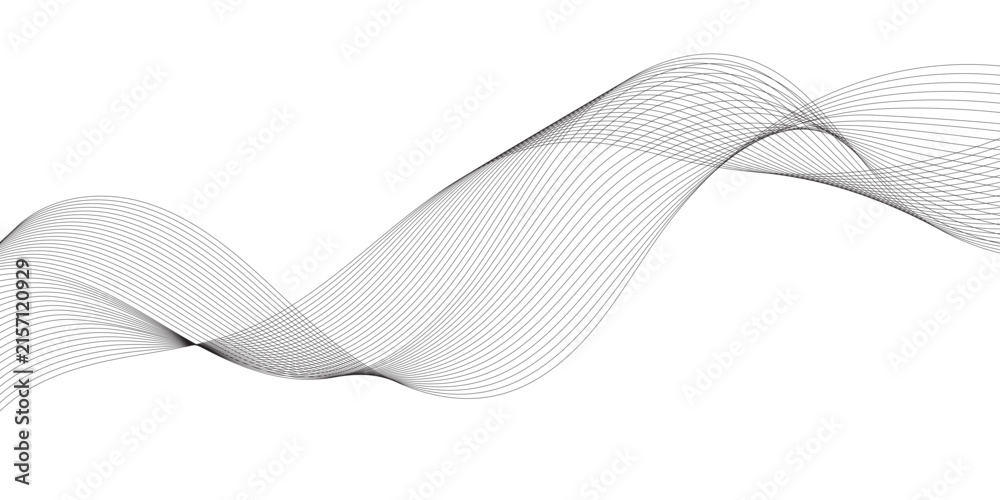 Fototapeta premium Abstract Technology Wave Lines on White Background with Grey Swirl and Smooth Blend Effect