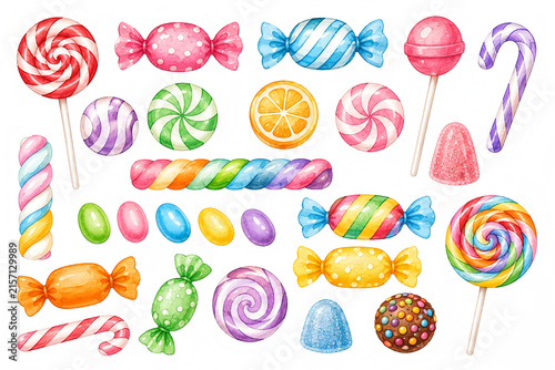 set of lollipops on white background