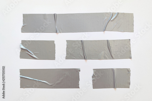 Set of Silver Duck Tape, Duct Tape, Adhesive Tape on white background