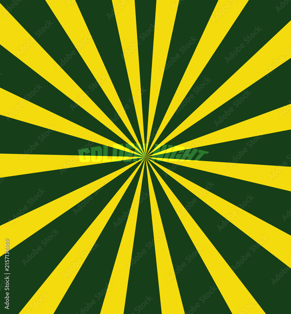 Obraz premium Golden Yellow and Deep Green Radial Burst Abstract Background with Bold Typograph