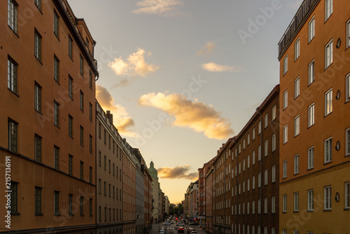 Photography Stockholm Södermalm street during golden hour sunset
