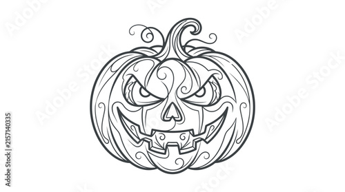 Halloween Pumpkin Jack O Lantern Ornate Swirl Design Isolated