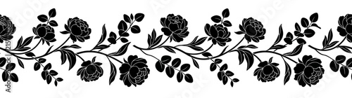 Black Floral Border Silhouette Isolated