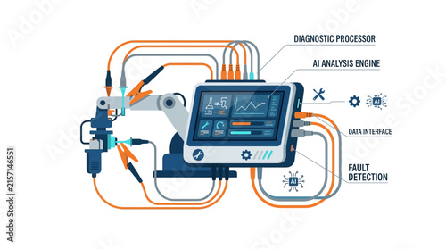 Automotive diagnostic system with AI analysis engine and robotic arm